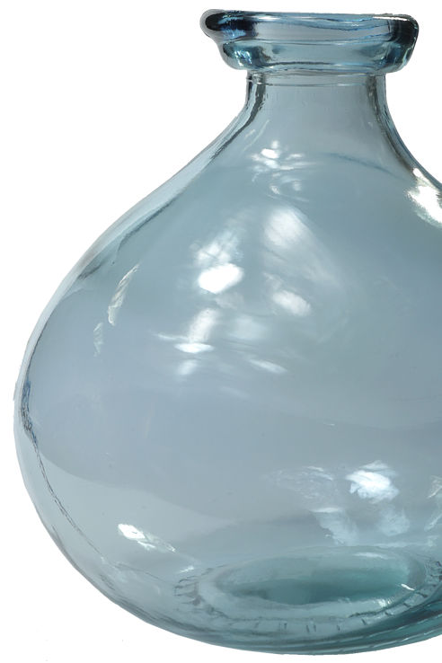 A traditional blue glass vase  or miniature terrarium