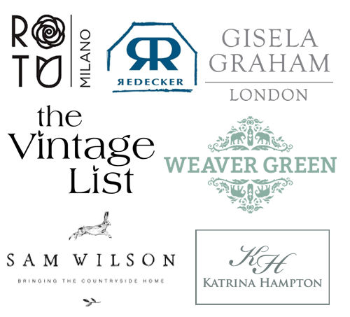 Assorted logos of leading names in homewares including V&A Gisela Graham and Weaver Green