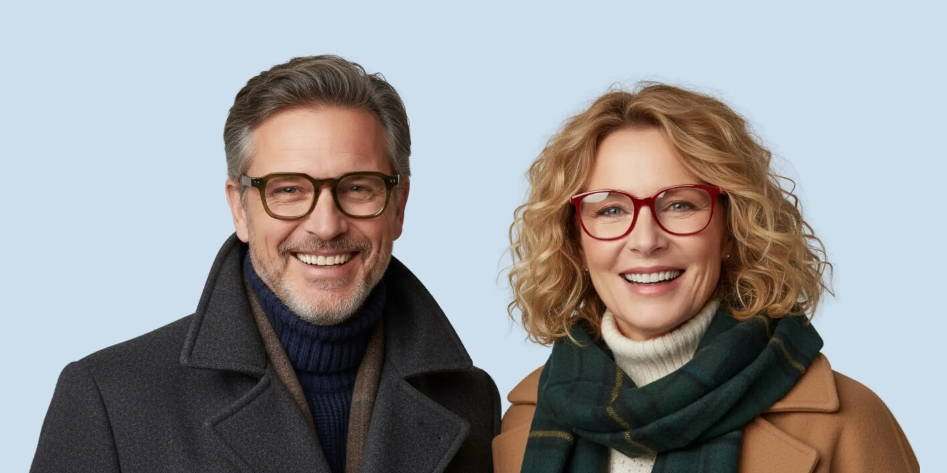 Models wearing varifocal glasses