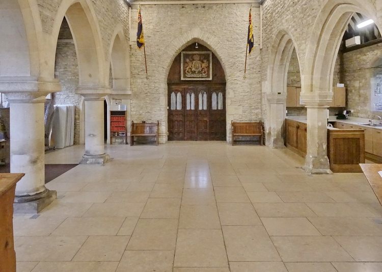 Church interior with new limestone floor