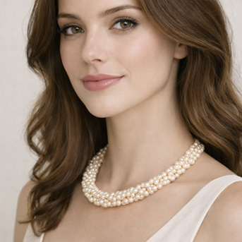 Triple Strand Chunky Baroque Pearl Necklace With Sterling Silver