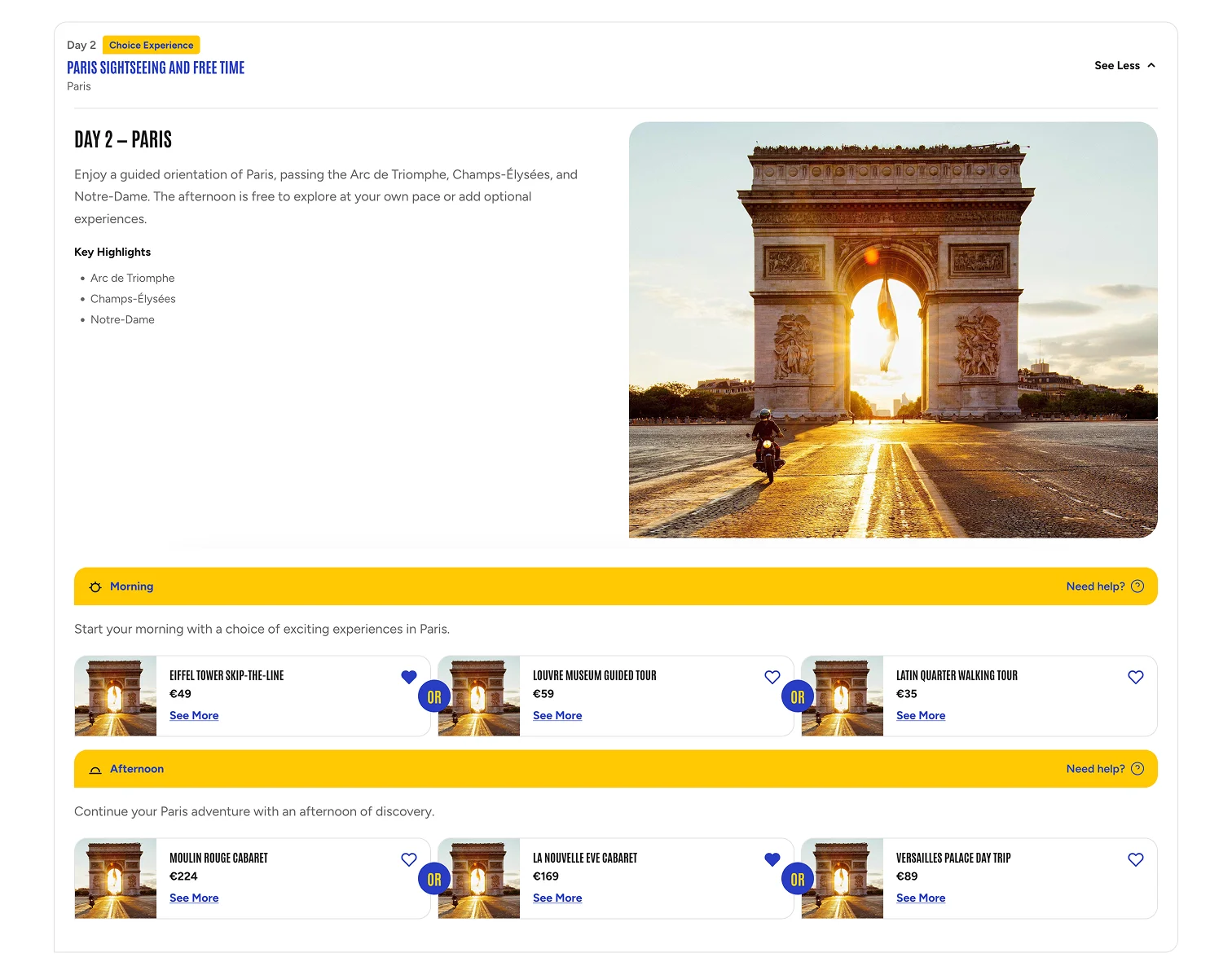 Redesigned Choice Experiences module with running cost and clear comparison