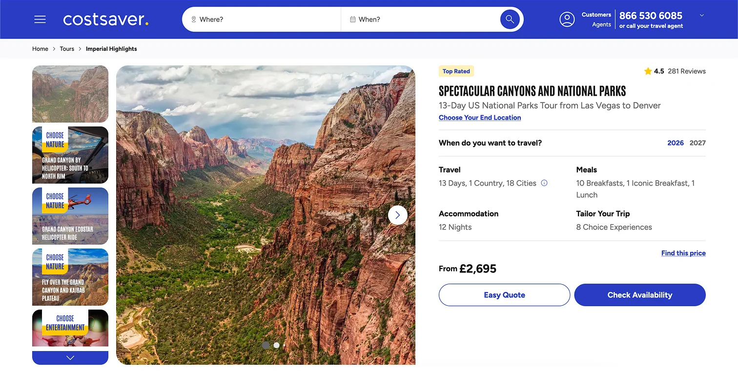 Redesigned trip page with pricing, highlights and key details brought above the fold