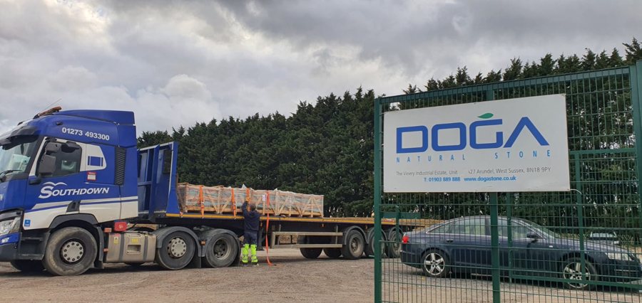 DOGA Stone warehouse yard with crated stone
