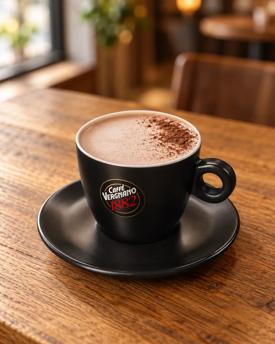 Chocolate Steamer in a black Caffè Vergnano 1882 cup