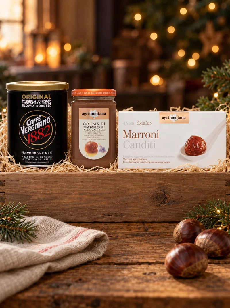 A Christmas hamper of Agrimontana jars and Vergnano coffee