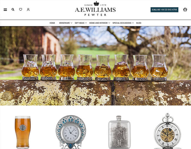 A.E. Williams Pewter website screenshot