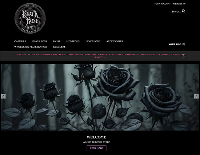 Black Rose Elixirs website screenshot