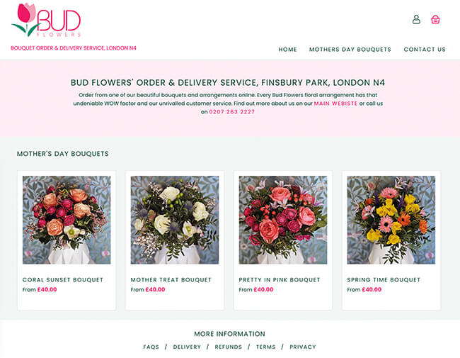 BUD Flowers website screenshot