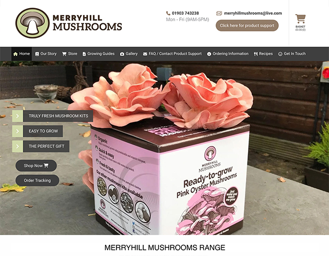 Merry Hill Mushrooms website screenshot
