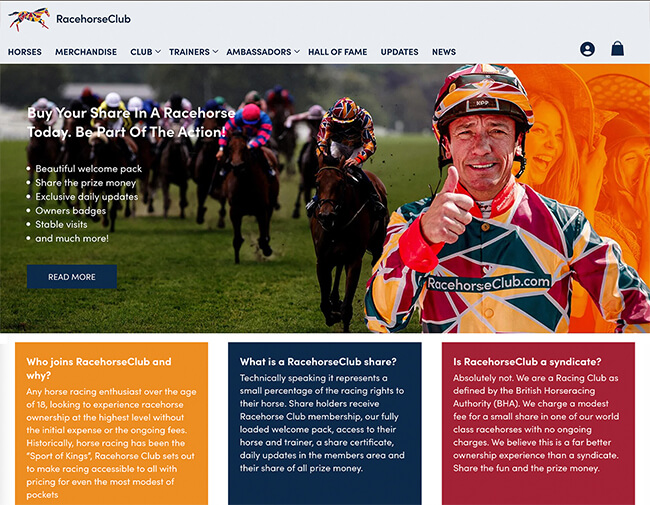Race Horse Club website screenshot