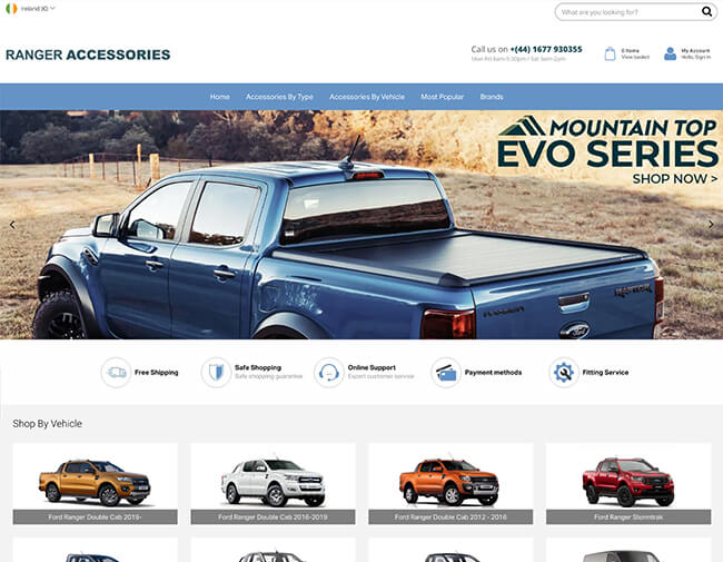 Ranger Accessories website screenshot