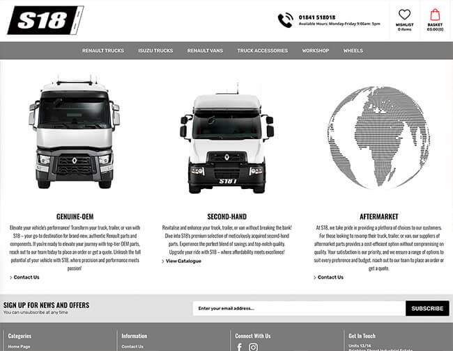 S18 website screenshot