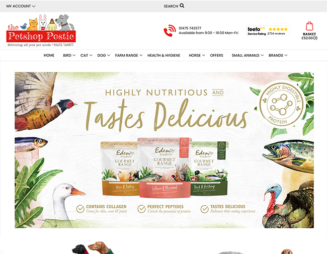 The Pet Shop Postie  website screenshot