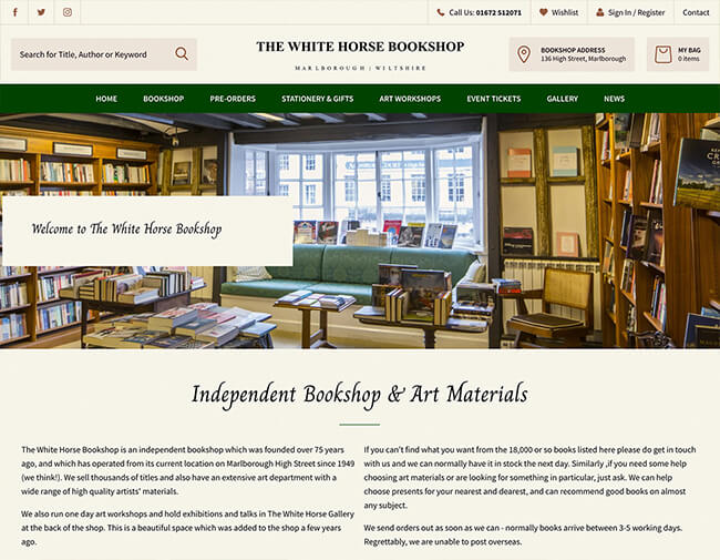 White Horse Books website screenshot