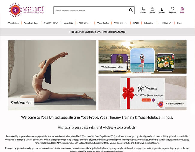 Yoga United website screenshot