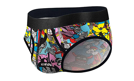 colourfully designed male underwear with a cartoon print