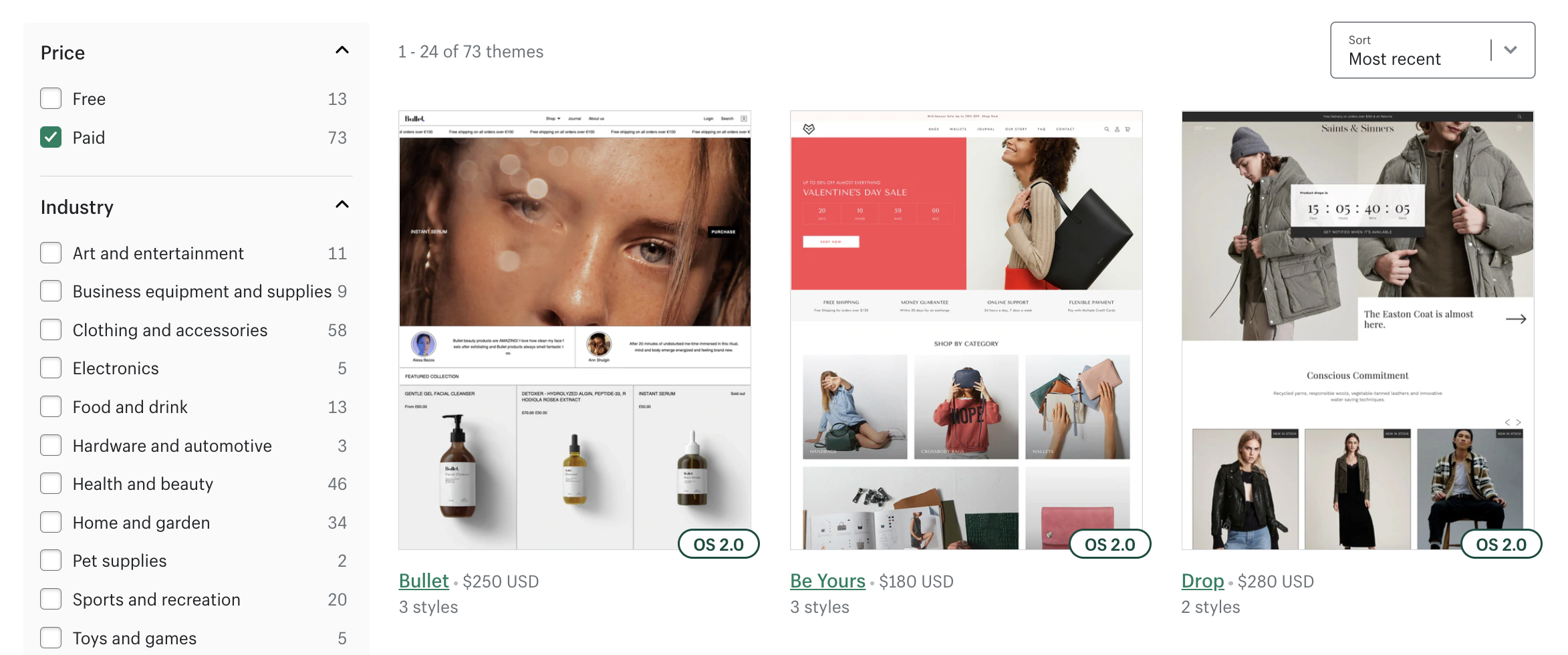 Shopify Theme Store overview