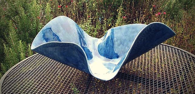 Art in Ceramic, blue slump bowl.