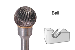 Tungsten carbide ball burr