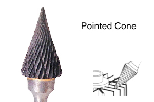 Tungsten carbide pointed cone burr