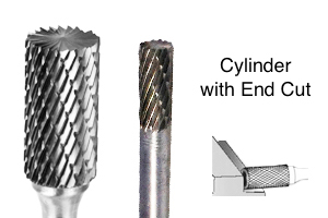 Carbide cylinder burr with end cut